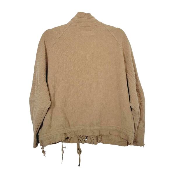 Blank NYC Womens Tan Distressed Lightweight Bomber Jacket Shacket With Pockets M - Picture 2 of 12